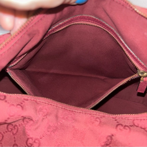 Gucci Vintage Medium Pink GG Canvas Horsebit Handle Shoulder Bag Handbag Tote - Picture 9 of 15